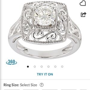 JTV Mojssanite Ring filigree size 9
